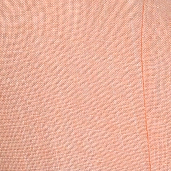 J Crew Suiting Size 8 Capped Sleeve Mid Length Peach Dress W/ Ribbon Belt Linen - Picture 8 of 10